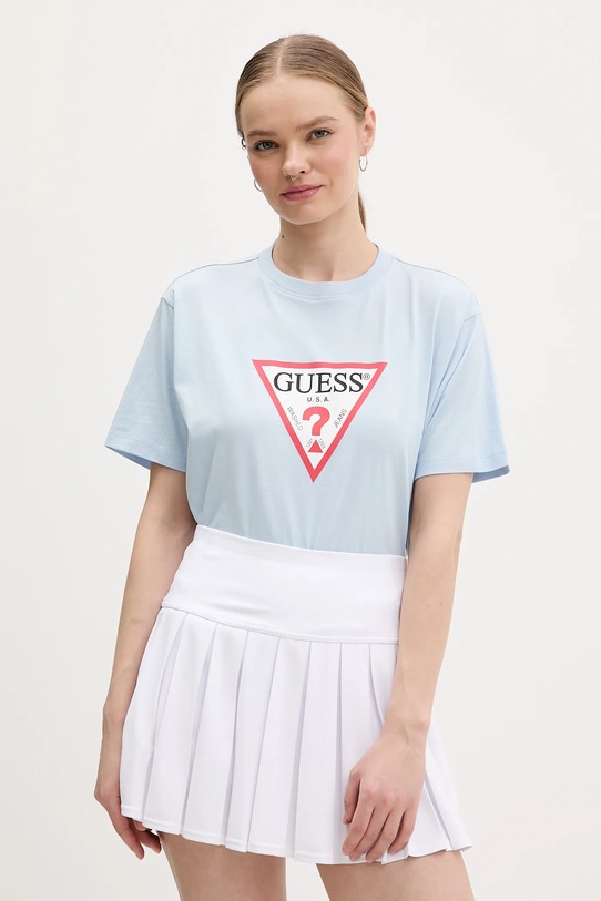 Guess Jeans t-shirt bawełniany niebieski W4YI73.K8HM0