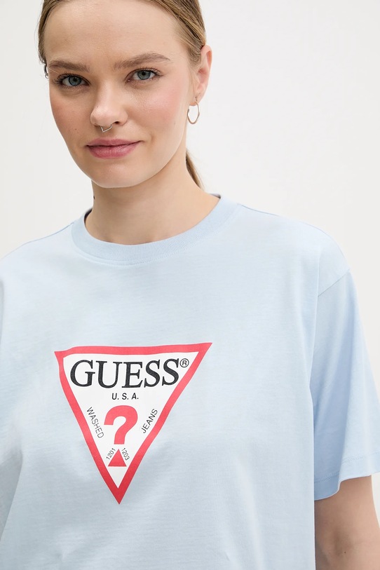 Guess Jeans t-shirt bawełniany niebieski W4YI73.K8HM0