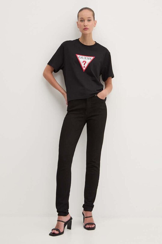 Хлопковая футболка Guess Jeans W4YI73.K8HM0 чёрный SS25