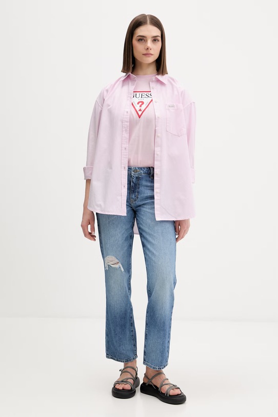 Guess Jeans t-shirt bawełniany W4YI76.K8HM0 różowy SS26