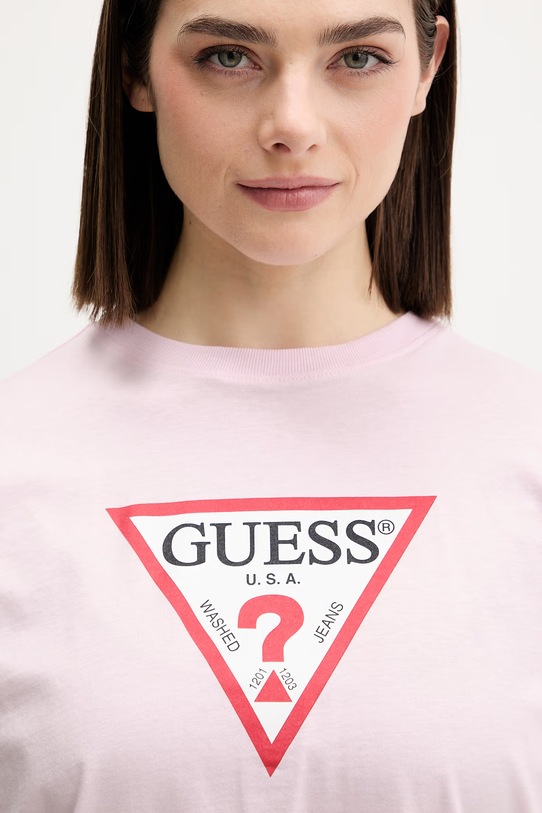 Guess Jeans t-shirt bawełniany różowy W4YI76.K8HM0
