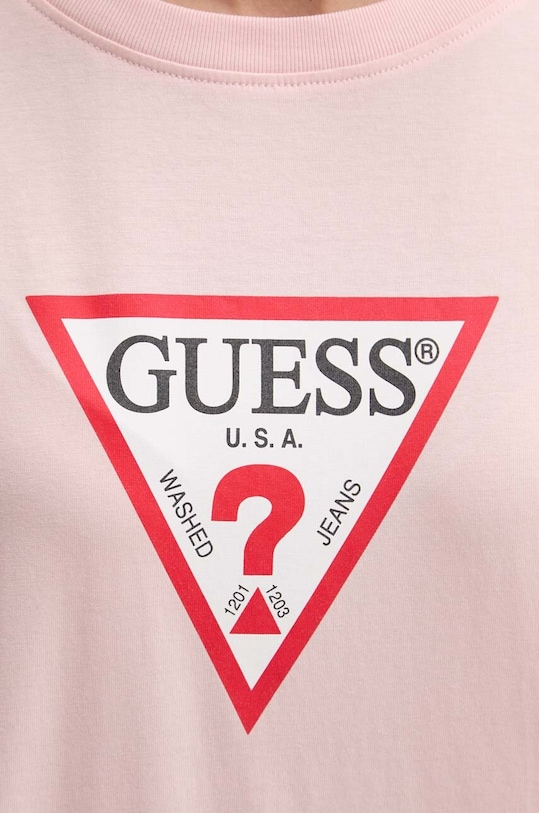 Хлопковая футболка Guess Jeans W4YI76.K8HM0 розовый