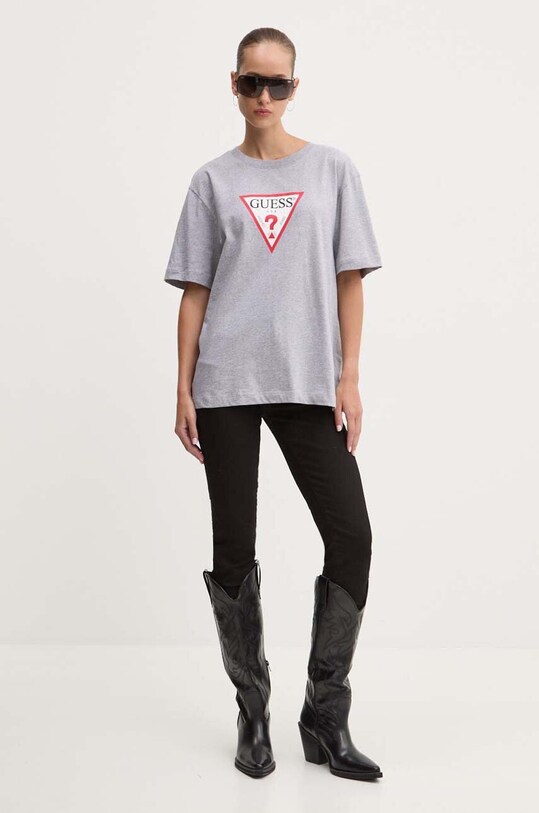 Хлопковая футболка Guess Jeans W4YI76.K8HM0 серый AW24