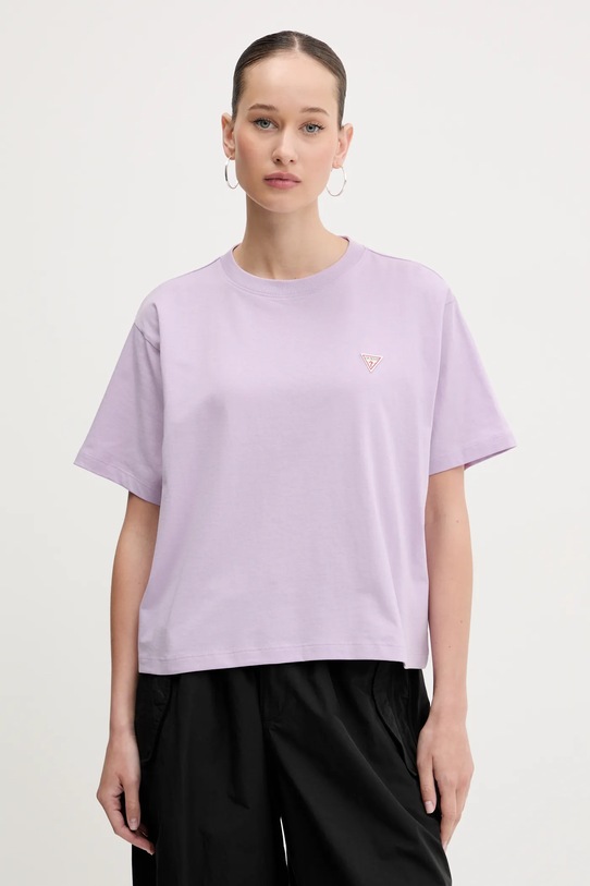 Guess Jeans t-shirt bawełniany fioletowy W4YI05.K8HM0
