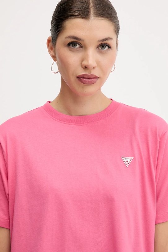Bombažna kratka majica Guess Jeans roza W4YI05.K8HM0