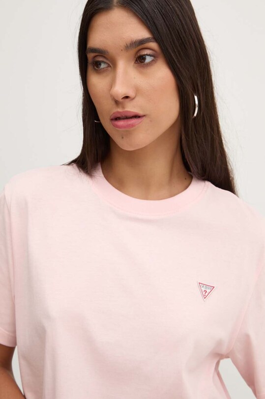Guess Jeans t-shirt bawełniany różowy W4YI05.K8HM0