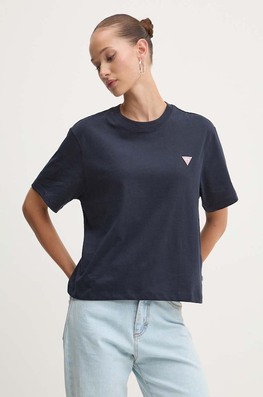 Βαμβακερό μπλουζάκι Guess Jeans βαμβάκι σκούρο μπλε W4YI05.K8HM0