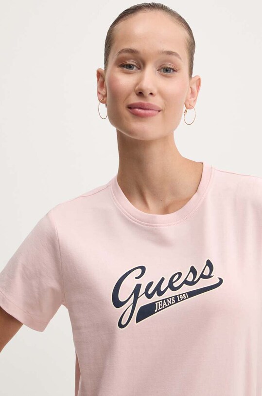 Guess Jeans t-shirt z elastanem różowy W4YI13.J1314