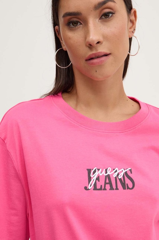 Guess Jeans tricou din bumbac roz W4YI07.K8HM0