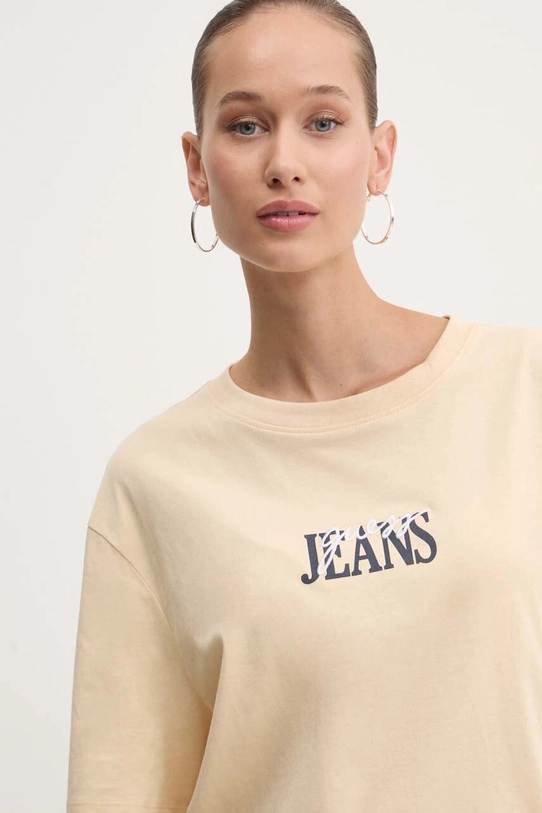 Guess Jeans t-shirt bawełniany nadruk beżowy W4YI07.K8HM0