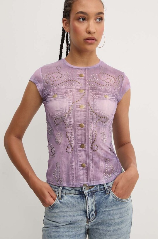 Guess Originals t-shirt fioletowy W4YP19.KBBF0