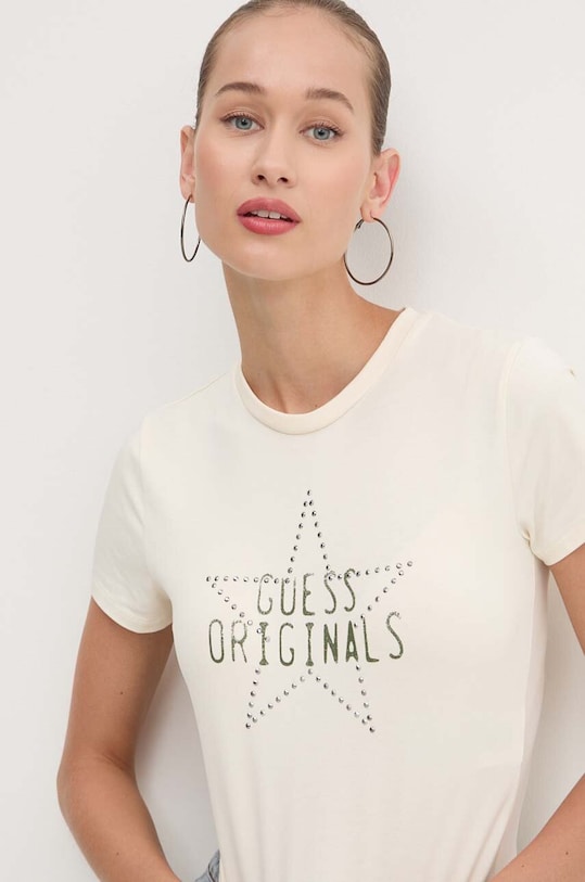Футболка Guess Originals regular бежевый W4YP23.KA0Q1