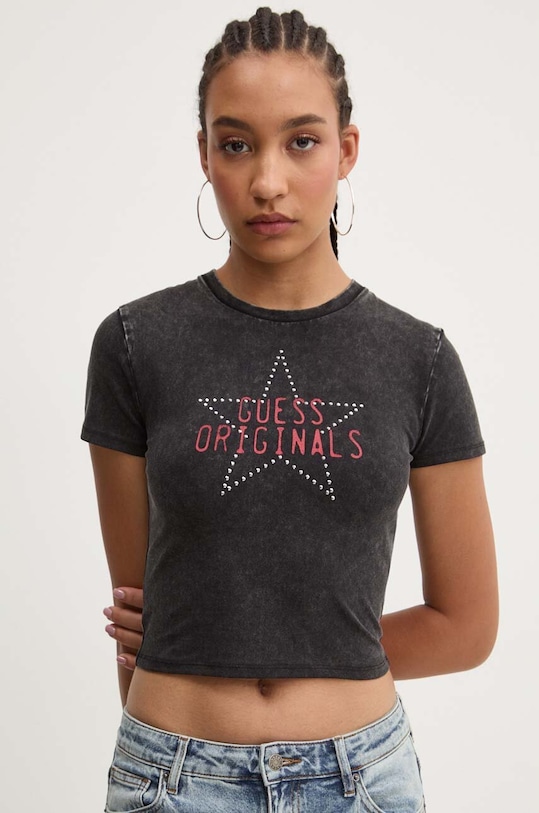 Guess Originals t-shirt z elastanem czarny W4YP23.KA0Q1