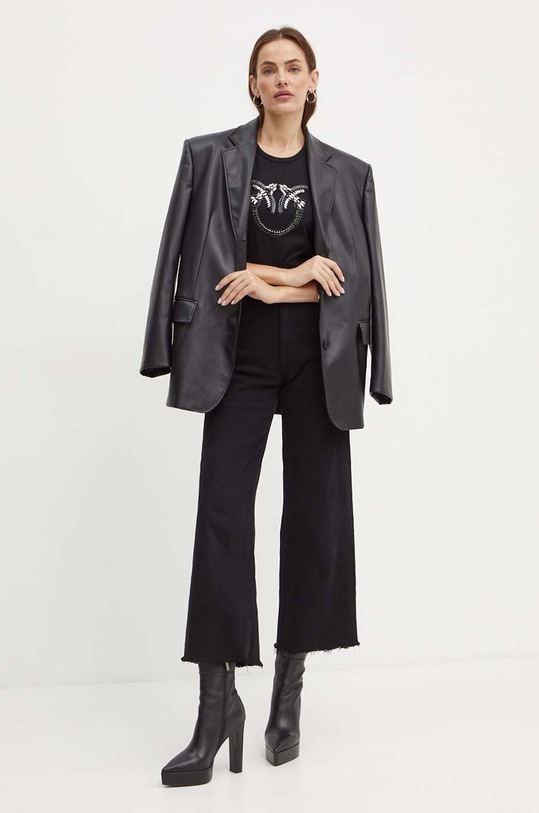 Pinko t-shirt bawełniany 100535.A24E czarny AW24