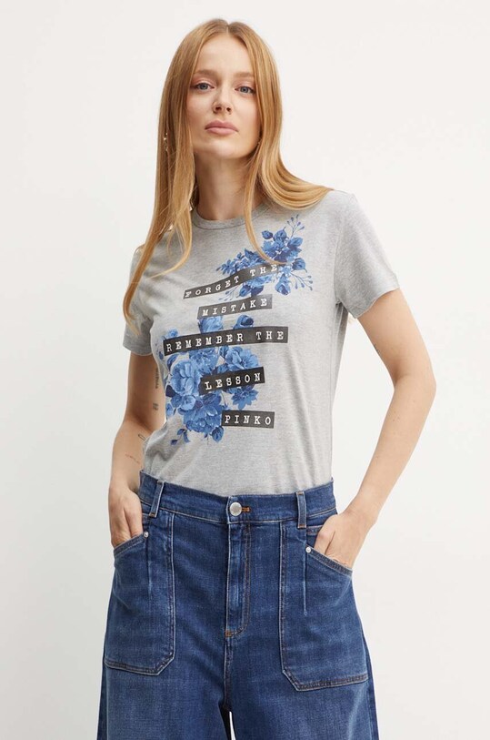 Pinko tricou print gri 100789.A2AC
