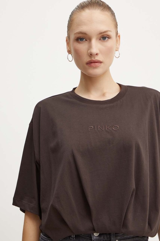 Βαμβακερό μπλουζάκι Pinko καφέ 104206.A251
