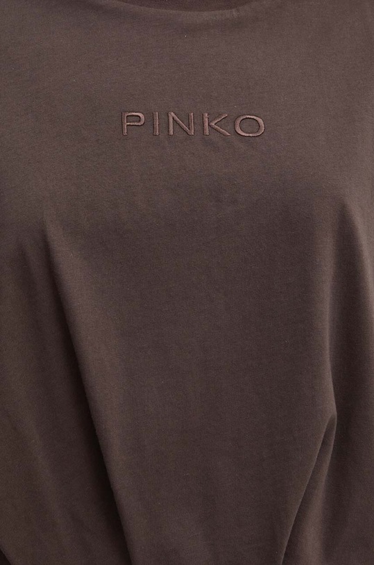 Βαμβακερό μπλουζάκι Pinko 104206.A251 καφέ