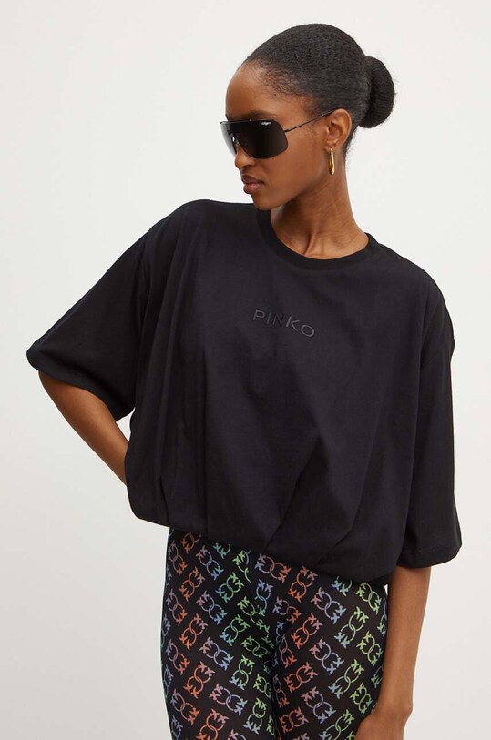 Pinko t-shirt bawełniany aplikacja czarny 104206.A251