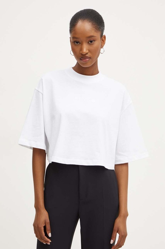 Pinko t-shirt bawełniany aplikacja biały 104187.A251