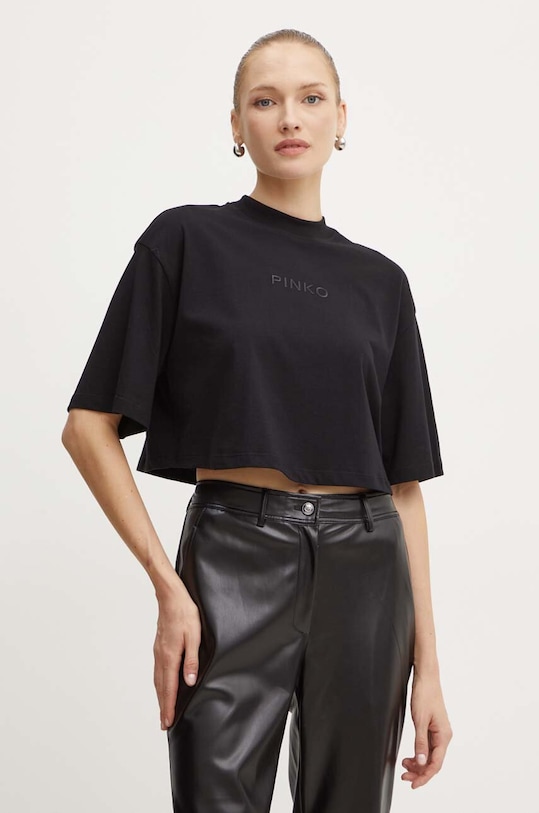 Pinko t-shirt bawełniany aplikacja czarny 104187.A251