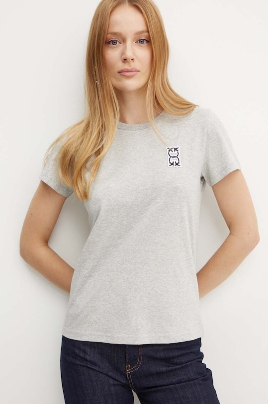 Bavlnené tričko Pinko nášivka sivá 100355.A23D
