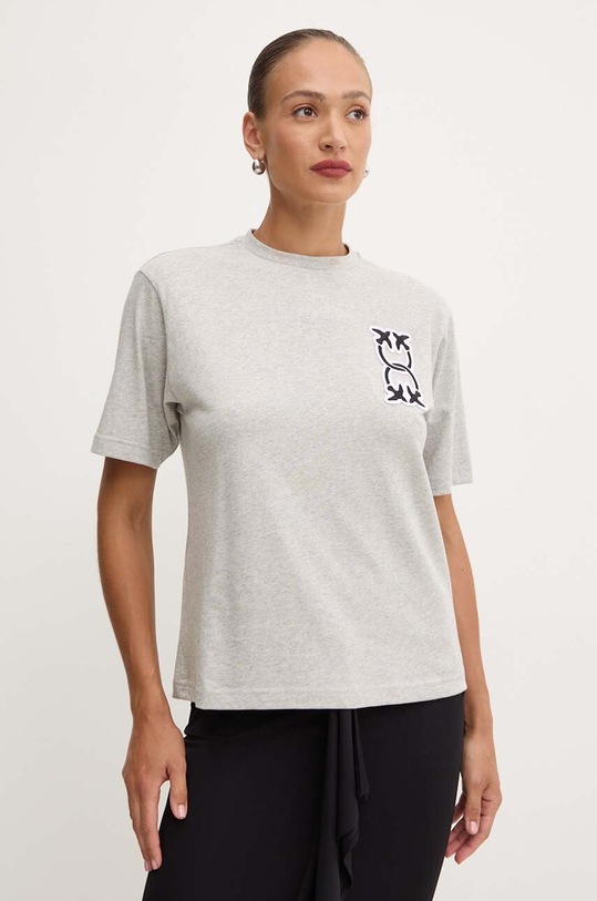 Pinko tricou din bumbac imprimeu gri 104043.A23D