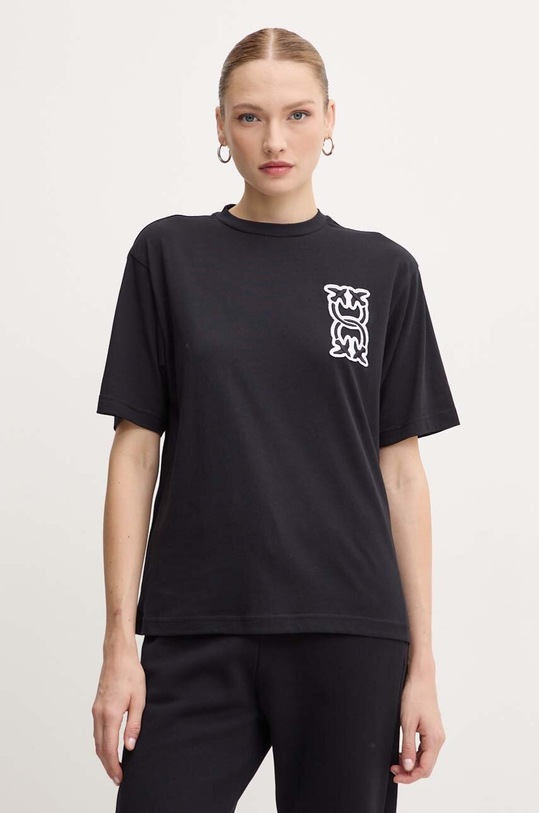 Bavlněné tričko Pinko kulatý černá 104043.A23D