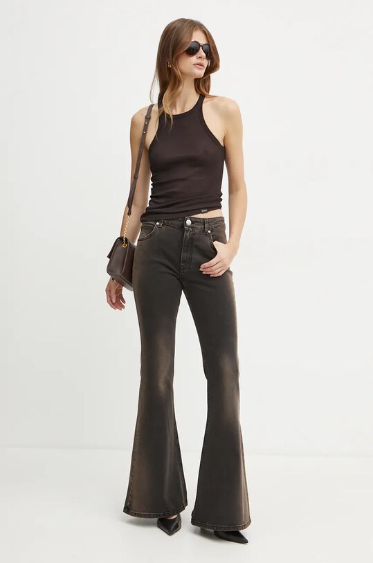 Βαμβακερό τοπ Pinko 104157.A24U καφέ AW24