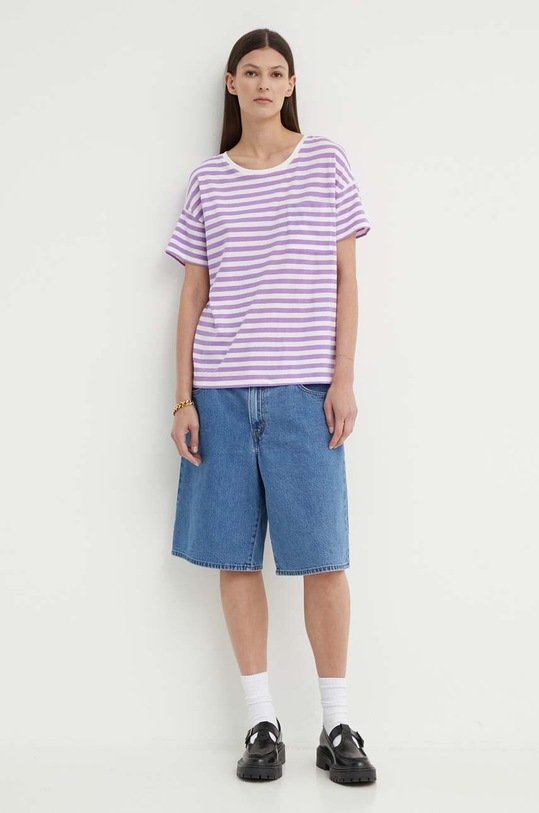 Bavlněné tričko Marc O'Polo DENIM 5000005152 fialová AW24