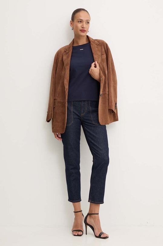 Pinko t-shirt bawełniany 100373.A228 granatowy AW24
