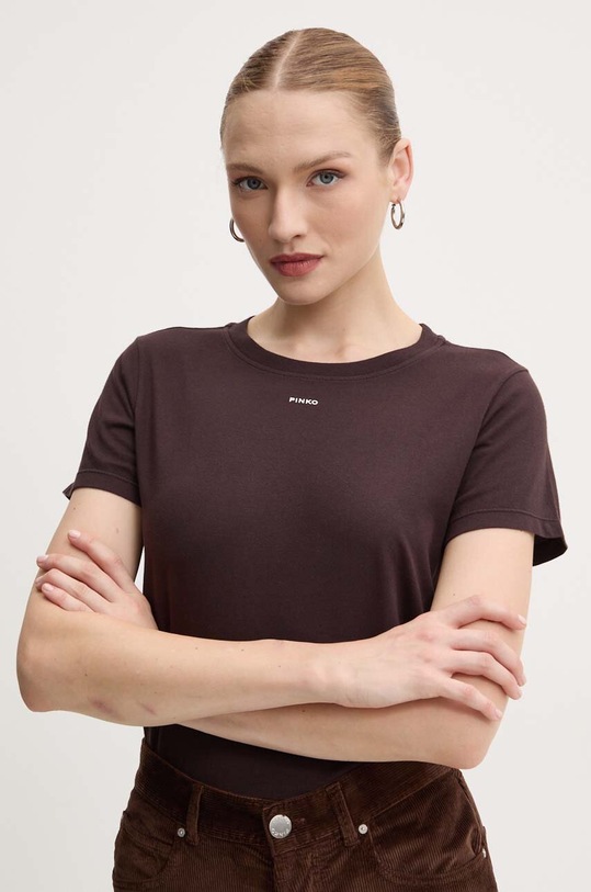 Bavlněné tričko Pinko hnědá 100373.A228