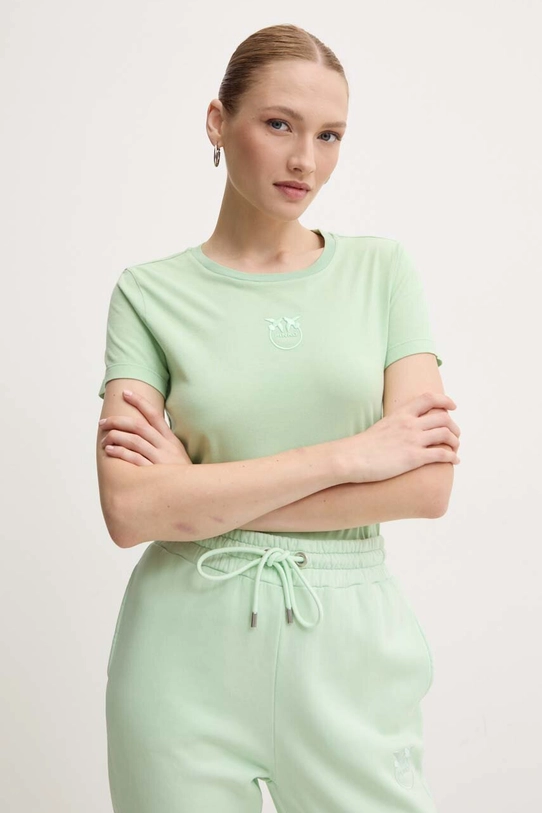 Pinko tricou din bumbac uni verde 100355.A227