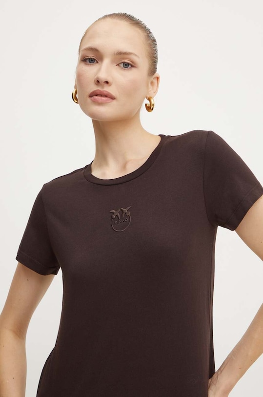 Pinko t-shirt bawełniany bawełna brązowy 100355.A227