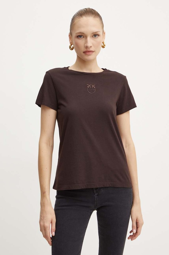 Pinko t-shirt bawełniany brązowy 100355.A227