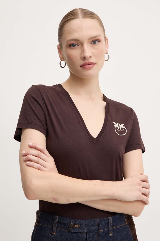 Pinko T-shirt in cotone sovrastampa marrone 102950.A228