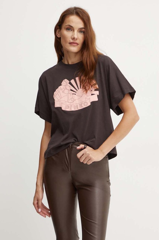 Хлопковая футболка Pinko хлопок коричневый 103993.A23Z