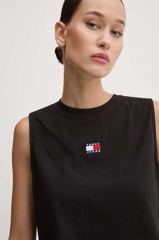 Bavlněný top Tommy Jeans černá DW0DW18422