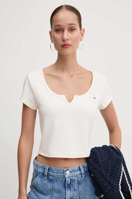 Tommy Jeans tricou bej DW0DW18426