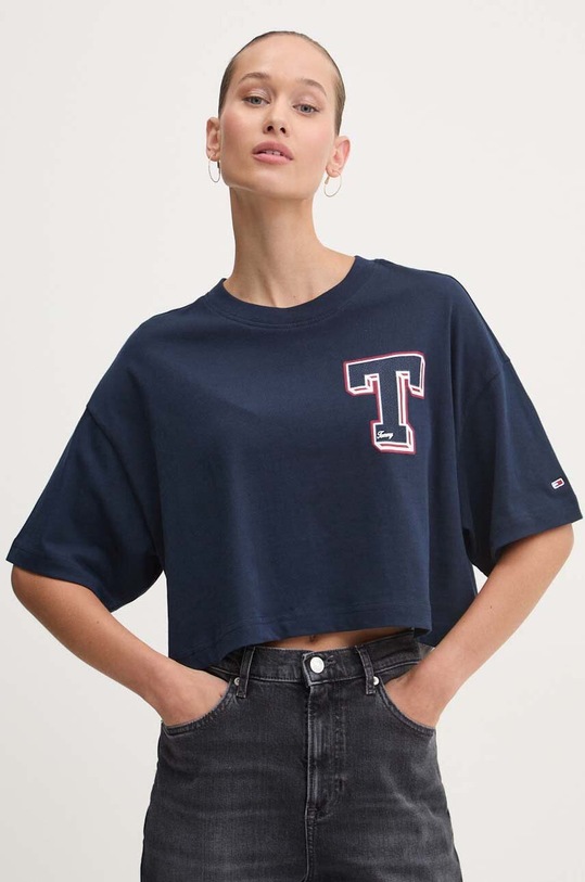 Tommy Jeans t-shirt bawełniany bawełna granatowy DW0DW18656