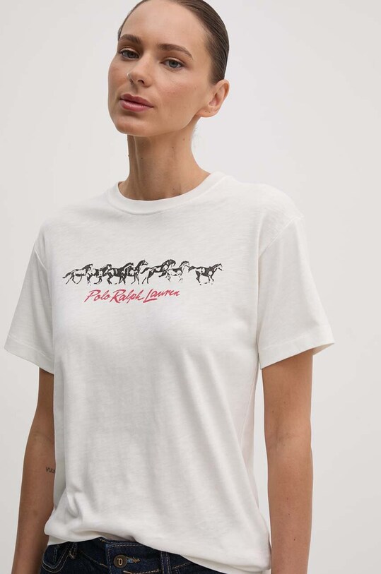 Bavlnené tričko Polo Ralph Lauren potlač béžová 211941186