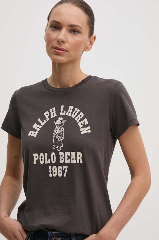 Bavlnené tričko Polo Ralph Lauren potlač sivá 211941221
