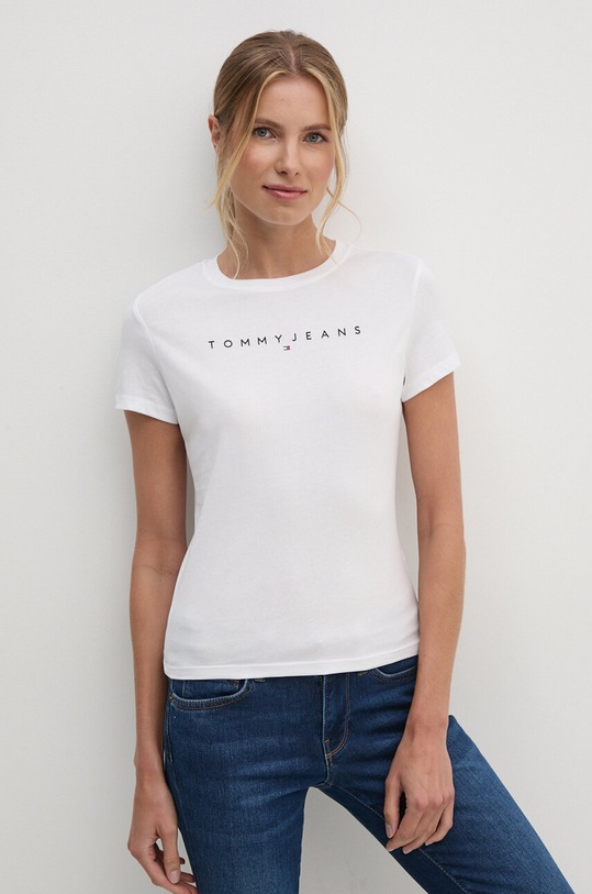 Îmbrăcăminte Tommy Jeans tricou din bumbac DW0DW18398 alb