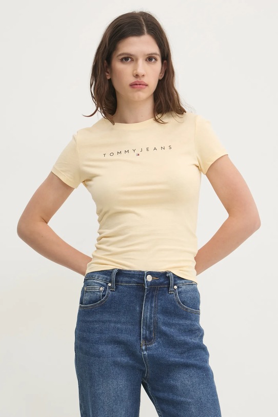 Tommy Jeans tricou din bumbac galben DW0DW18398