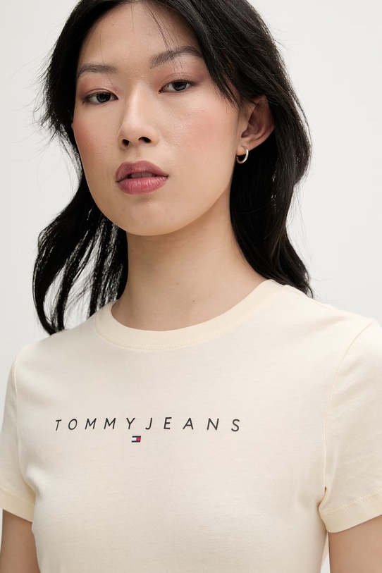 Tommy Jeans T-shirt damski bawełniany żółty DW0DW18398