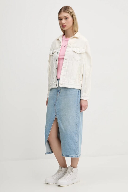 Хлопковая футболка Tommy Jeans DW0DW18398 розовый NC24