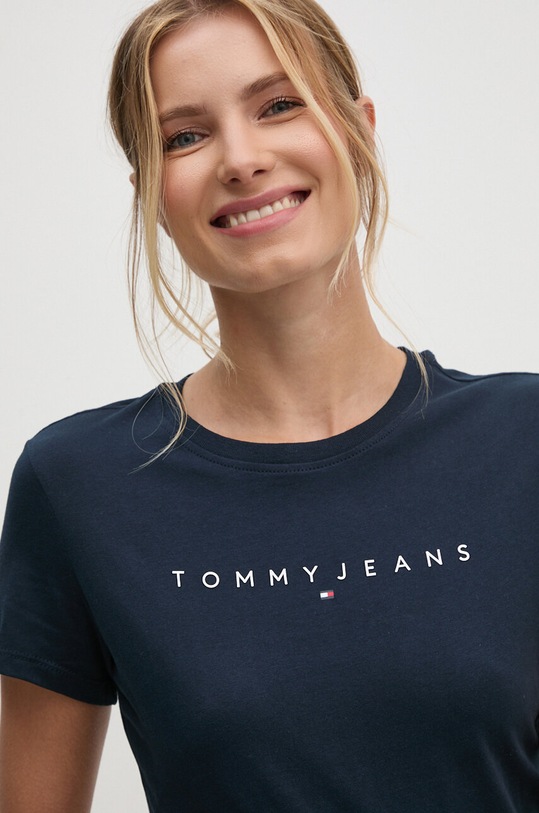 Ρούχα Βαμβακερό μπλουζάκι Tommy Jeans DW0DW18398 σκούρο μπλε
