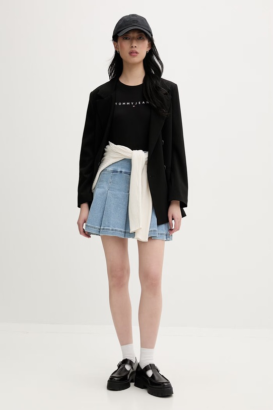 Tommy Jeans T-shirt damski bawełniany DW0DW18398 czarny SS26