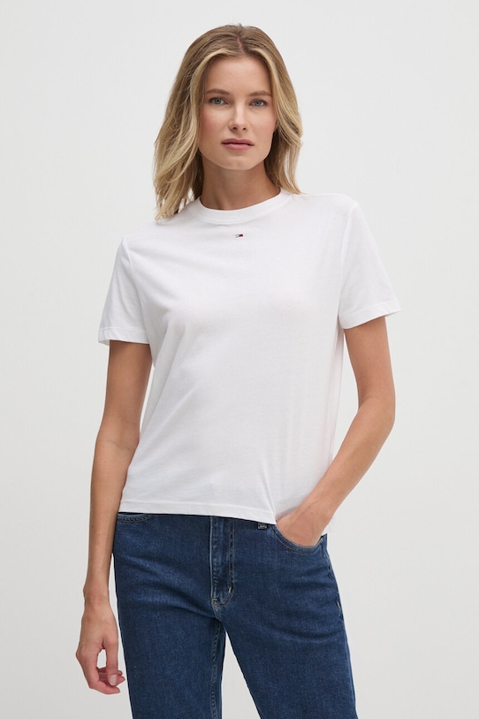 Tommy Jeans t-shirt bawełniany DW0DW18441 biały AW24