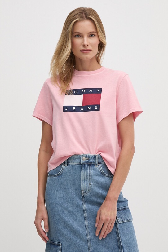 Tommy Jeans t-shirt bawełniany DW0DW18629 różowy AW24