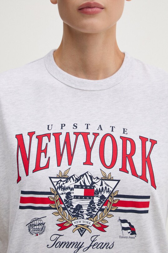 Bavlnené tričko Tommy Jeans DW0DW18410 sivá